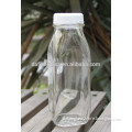16OZ clear woozy square glass dairy milk bottle with plastic screw cap